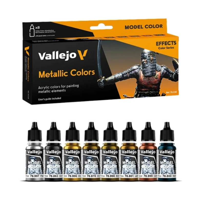 Tamiya Model Paint Set - Vallejo 70118 Set di Colori Metallici